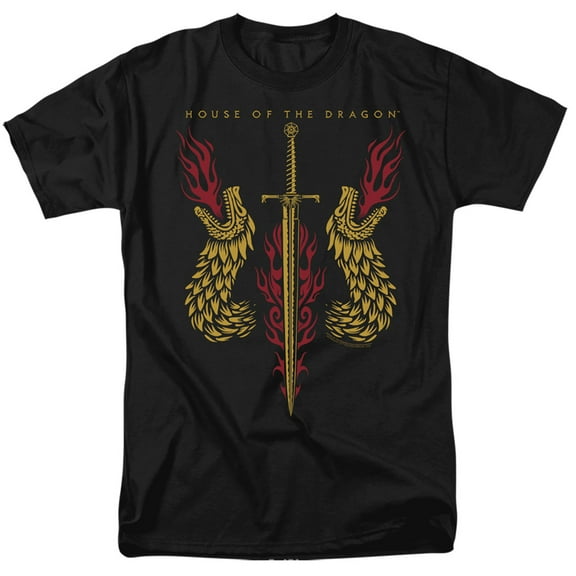House of The Dragon, Sword And Dragon Heads Unisex Adult T Shirt