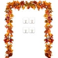 thumbnail image 3 of 2 Pack Fall Garland Maple Leaf, Hanging Vine Garland 6 Color Artificial Autumn Foliage Garland Thanksgiving Decor for Home, 3 of 5