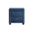 thumbnail image 1 of Nathaniel Home 51005-99BL Aliyah 2-Drawer Velvet Fully Upholstered Nightstand, Blue, 1 of 1