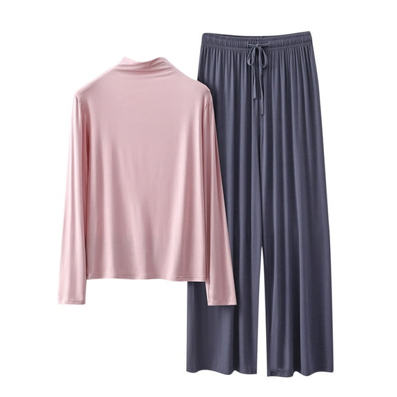 Uaswgudfs 2 Pack Womens Cotton Pajama Sets Long Sleeve Pink Tops Jogger Pants Lounge Sets Soft Fitness Loungewear Pj Set