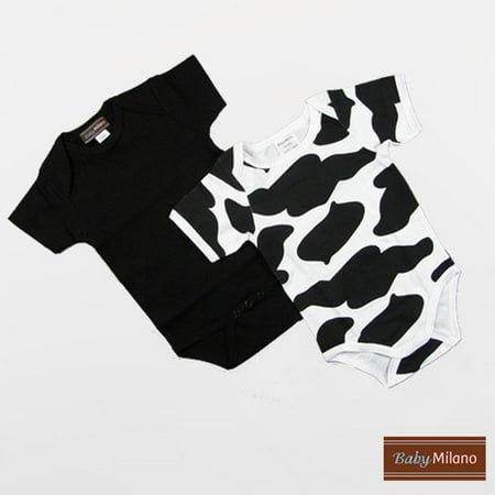 Baby Milano Infant Bodysuits Short Sleeve Gift Set in Black and Cow Print