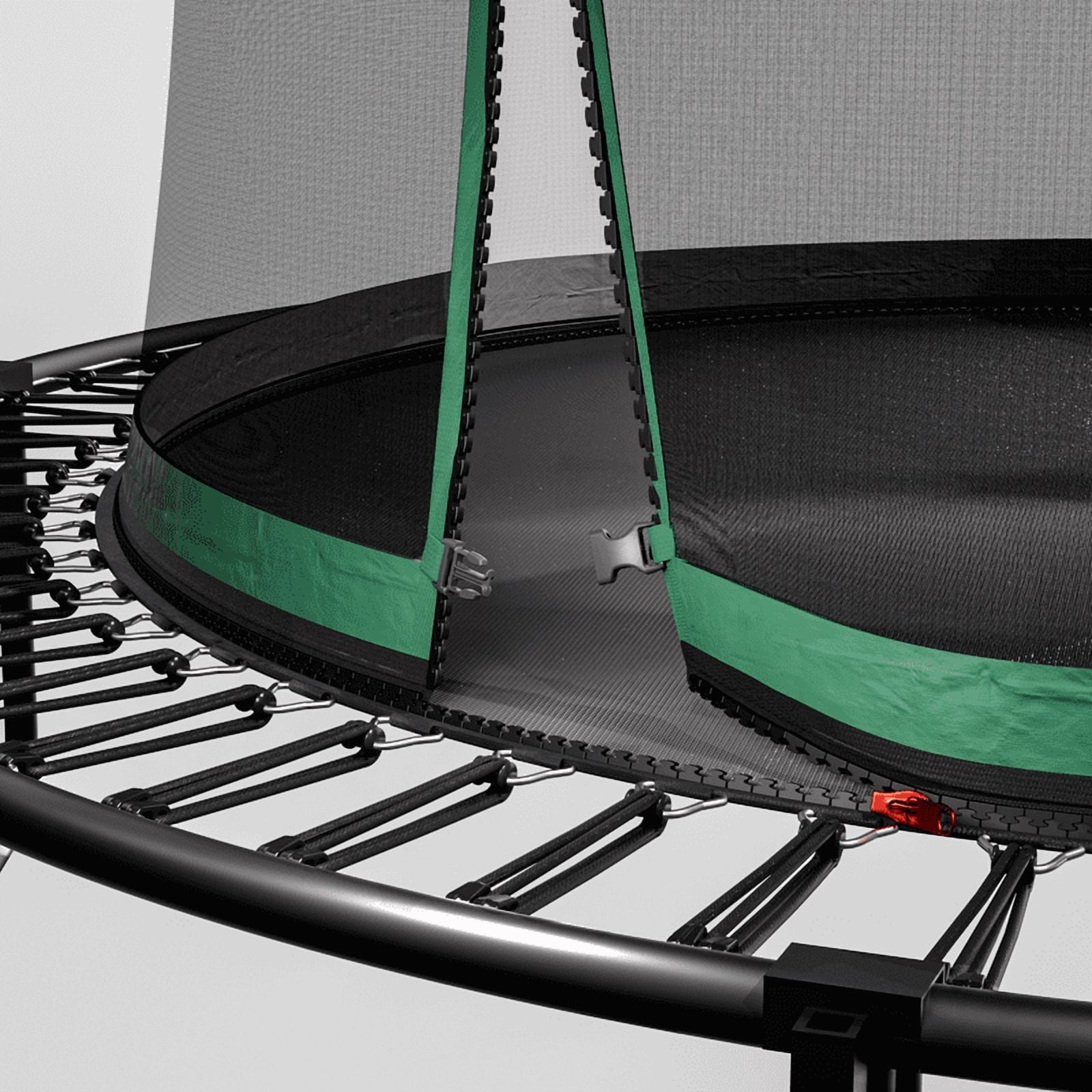 14FT Trampoline for Kids & Adults, Outdoor Recreational Trampoline with Enclosed Safety Net, Ladder & Shoe Bag, Bungee Spring Trampoline for Backyard, Heavy-Duty Galvanized Steel Frame Green