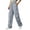 Blue, variant on Iyufng Elastic Drawstring Waist Straight Leg Pants for Women, Womens Casual Cargo Pants with Pockets
