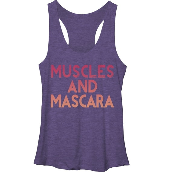Women's CHIN UP Muscles and Mascara  Racerback Tank Top Purple Heather X Large