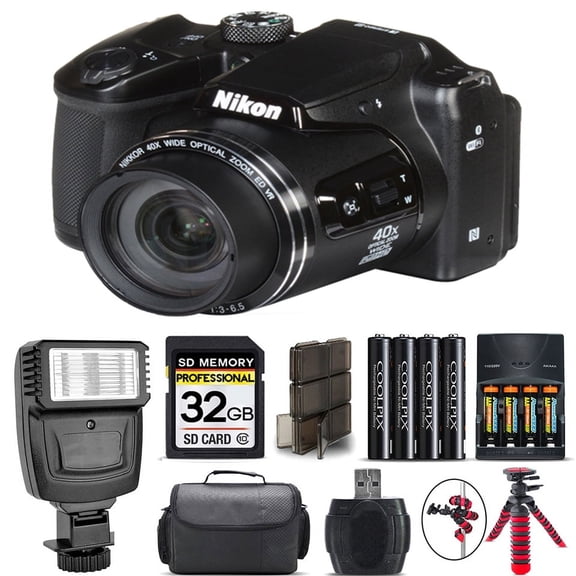 Nikon COOLPIX B500 Camera 40x Optical Zoom   Flash   Case - 32GB Kit Bundle (International Version)