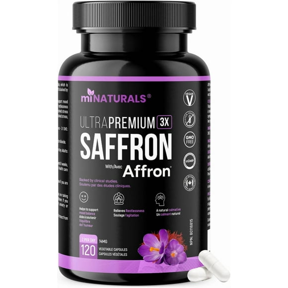 Saffron Supplements | 120 Capsules/Pills by miNATURALS | 100% Pure Saffron Extract | Supports Mood Balance for Men, Women and Adolescents | Backed by 9 Clinical Studies | Patented Ingredient | Affron