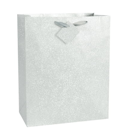 Glitter Gift Bag, 13 x 10.5 in, Silver, 1ct - Walmart.com