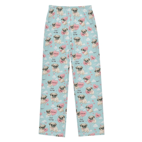 Wobogo Lovely Pug Dog Long Pajama Pants Bottoms Soft Sleepwear with Pockets