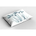 thumbnail image 2 of Ambesonne Flower Pillow Sham 2 Pack, Tulips with Solar Effect, 26"x20", Dark Petrol Blue White, 2 of 3