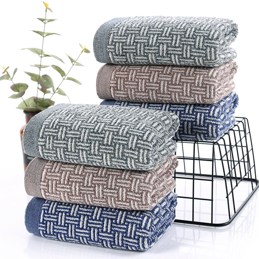 Pidada 100% Cotton Checkered Pattern Hand Towels for Bathroom Set of 4 (Gray)
