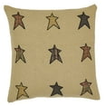 thumbnail image 4 of Stratton Primitive 16"x16" Star Pillow Tan Appliqued Cotton Burlap Square Bedroom Decor, 4 of 5