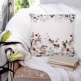thumbnail image 3 of 14x14 Pillow Covers Set of 2, Brown Grey Leaves Throw Pillow Covers Decorative Couch Cushion Case, Summer Botanical Pastoral Birds Rustic Microfiber Square Pillowcases for Bedroom Car Living Room, 3 of 7