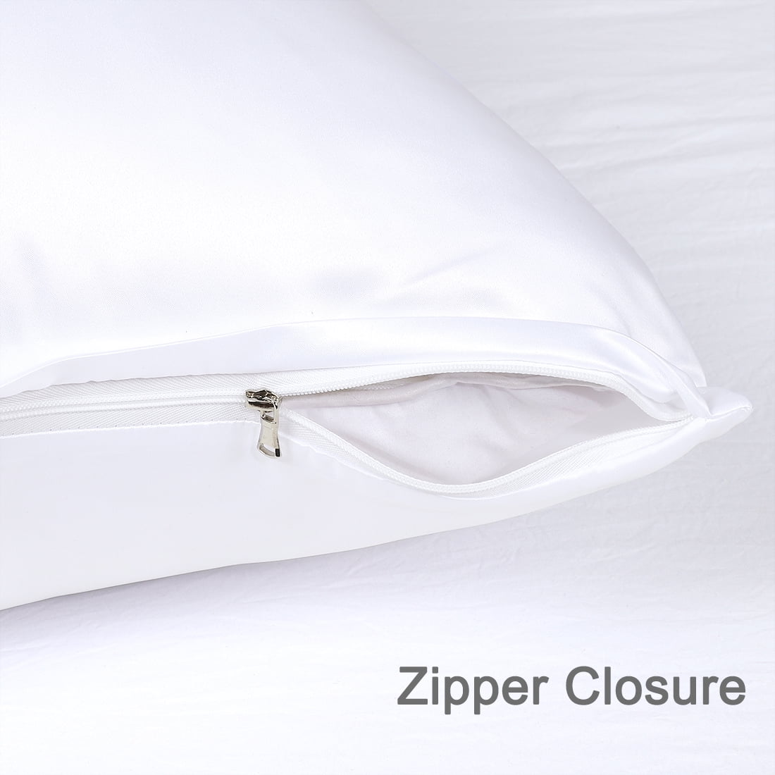 Unique Bargains Silky Satin Zippered Body Pillow Cover, 21" x 54", White
