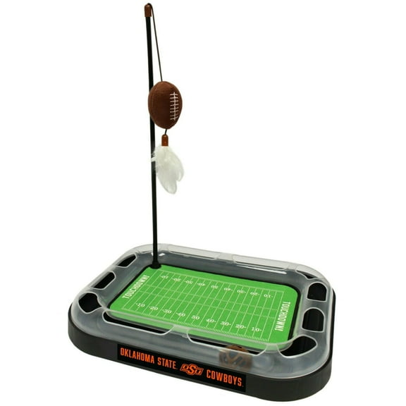 Pets First NCAA Oklahoma State Cowboys CAT Scratcher Toy with Catnip Plush & Feather Cat Toy 5-in-1 Kitty Toy