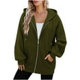 thumbnail image 4 of BiZtdJrK Women Zip Up Hoodies Long Sleeve Lightweight Hooded Sweatshirts Casual Fall Winter Workout Athletic Jacket with Pockets Army Green S, 4 of 10