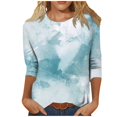 thumbnail image 1 of CHOK Ichuanyi Hauts pour Femmes Liquidation d'Été T-shirt Imprimé Mode pour Femmes Blouse Mi-Longue Manches 3/4 Col Rond Hauts Décontractés, 1 of 5