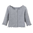 thumbnail image 3 of Aihuaihua Toddler Shirt Girls' Cardigan Babydoll Top Ruffle Trim Scalloped Edge Casual Long Sleeve Tops Blouse for Baby Kids 6M-5Y Grey 6-12 Month, 3 of 7