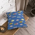 thumbnail image 3 of Velvet Decorative Throw Pillow Covers Set of 2, Soft Square Cushion Cover with Invisible Zipper Blue Sea Fish Printing, 16"x16", 3 of 7