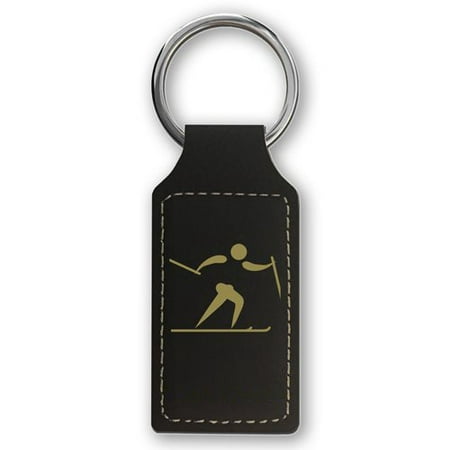 Keychain - Skier Cross Country (Black Rectangle)