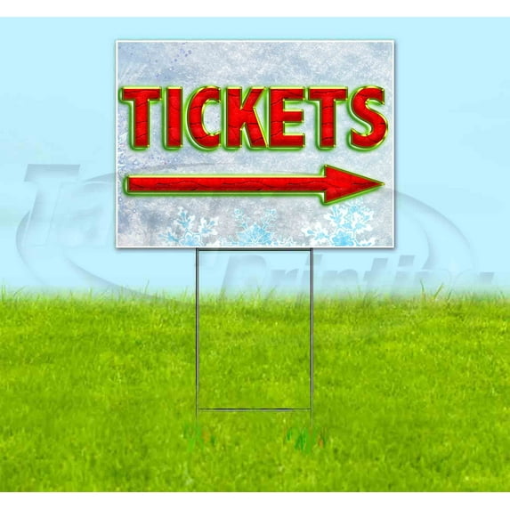 Tickets Arrow (18" x 24") Yard Sign, Includes Metal Step Stake