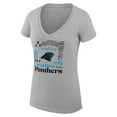 thumbnail image 2 of Women's G-III 4Her by Carl Banks  Heather Gray Carolina Panthers Super-Slim Fit Lightweight Collage Team V-Neck T-Shirt, 2 of 3