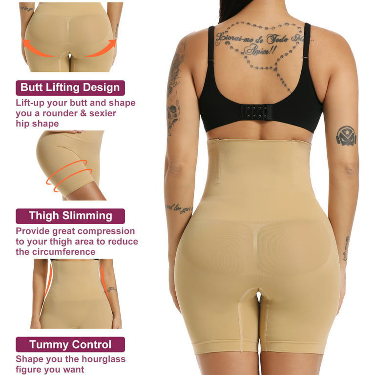QRIC Women Shapewear Shorts Tummy Control Butt Lifter Body Shaper High  Waist Compression Shorts Thigh Slimmer Pack of 2