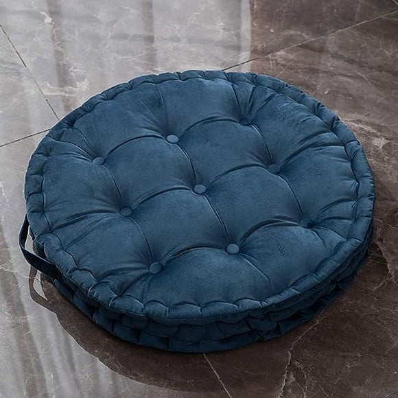 Nvzi Round Floor Pillow with Handle Solid Thick Chair Cushion Super Soft Comfy Seat Cushion Meditation Cushion for Yoga Living Room Sofa Balcony Outdoor (Blue, Diameter 24)
