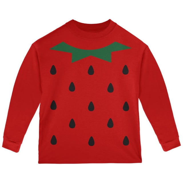 Costume de Fraise Halloween Rouge T-Shirt à Manches Longues pour Tout-Petit