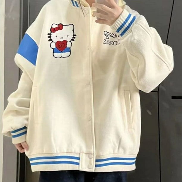 Anime Sanrio Hello Kitty Y2k Jacket Cartoon Embroidery Baseball Clothes  Winter Loose Windproof Jacket Student Girls Tops Gift 