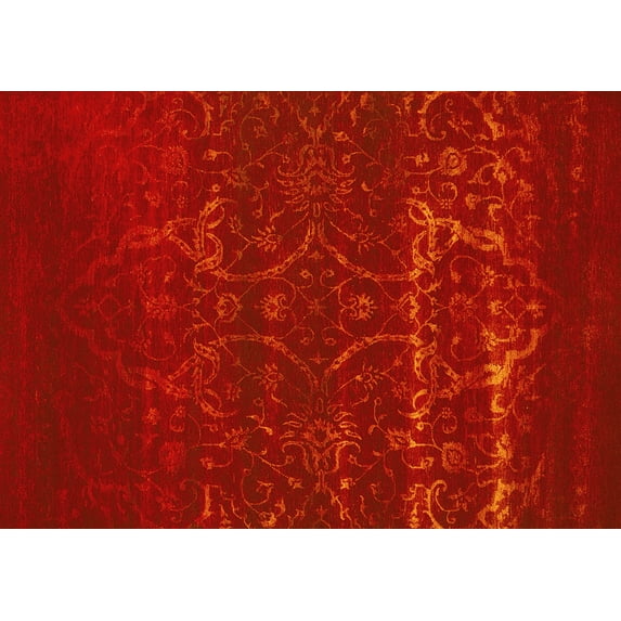 Ahgly Company Indoor Rectangle Oriental Yellow Industrial Area Rugs, 7' x 9'