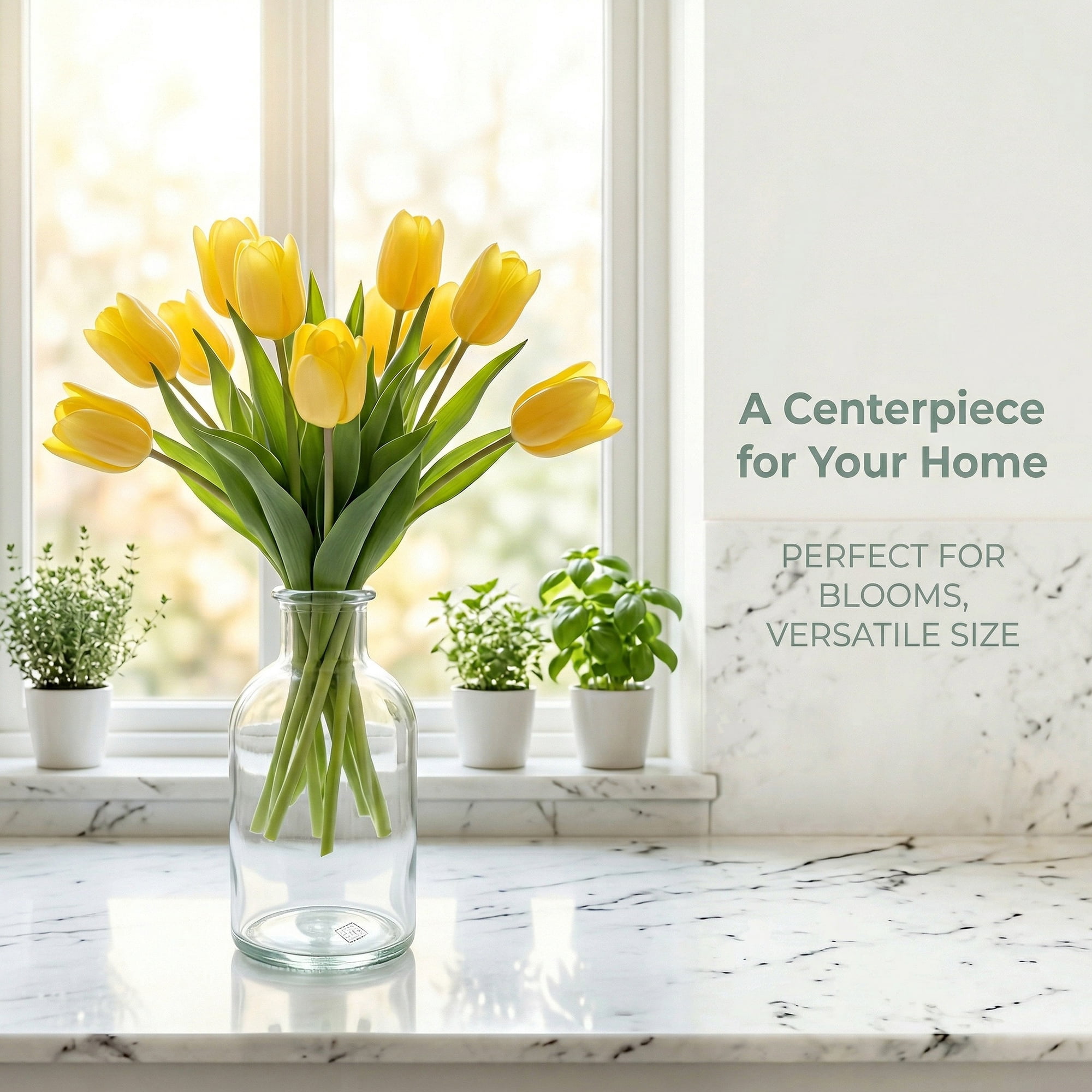 Unique Bargains Glass Bud Vases Set for Small Flower Vases Clear 2.8"L x 2.8"W x 5.1"H