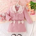 thumbnail image 3 of MEZZALL Girls Temperament Suit Autumn Girls Tops Coat + Half Skirt Bow Elegant Wind 2PCS Set Leisure Toddler Dailywear, Pink, 3-4 Years, 3 of 8