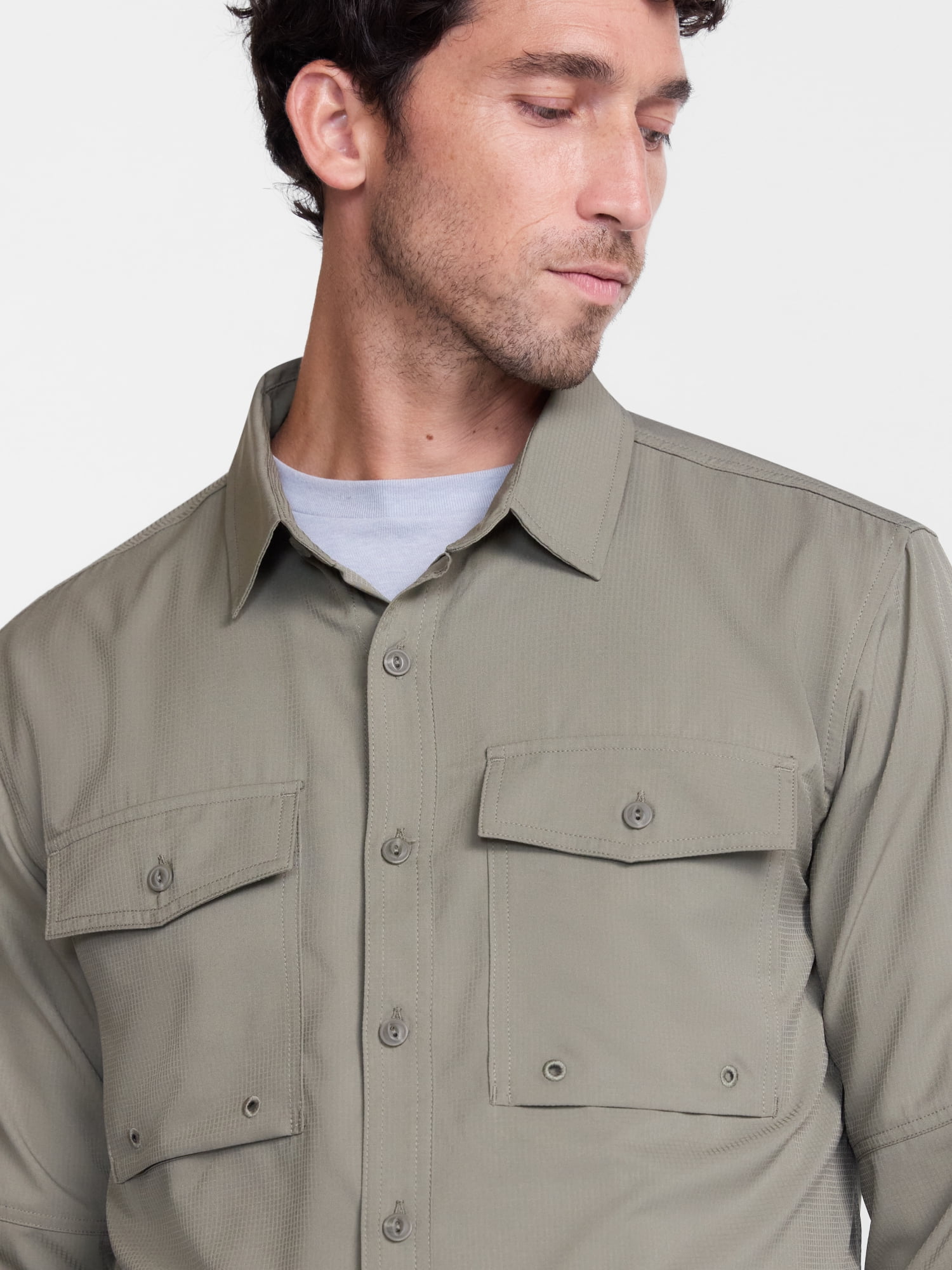 Ozark Trail Men's Fishing Shirt with Long Sleeves, Sizes S-4XLT