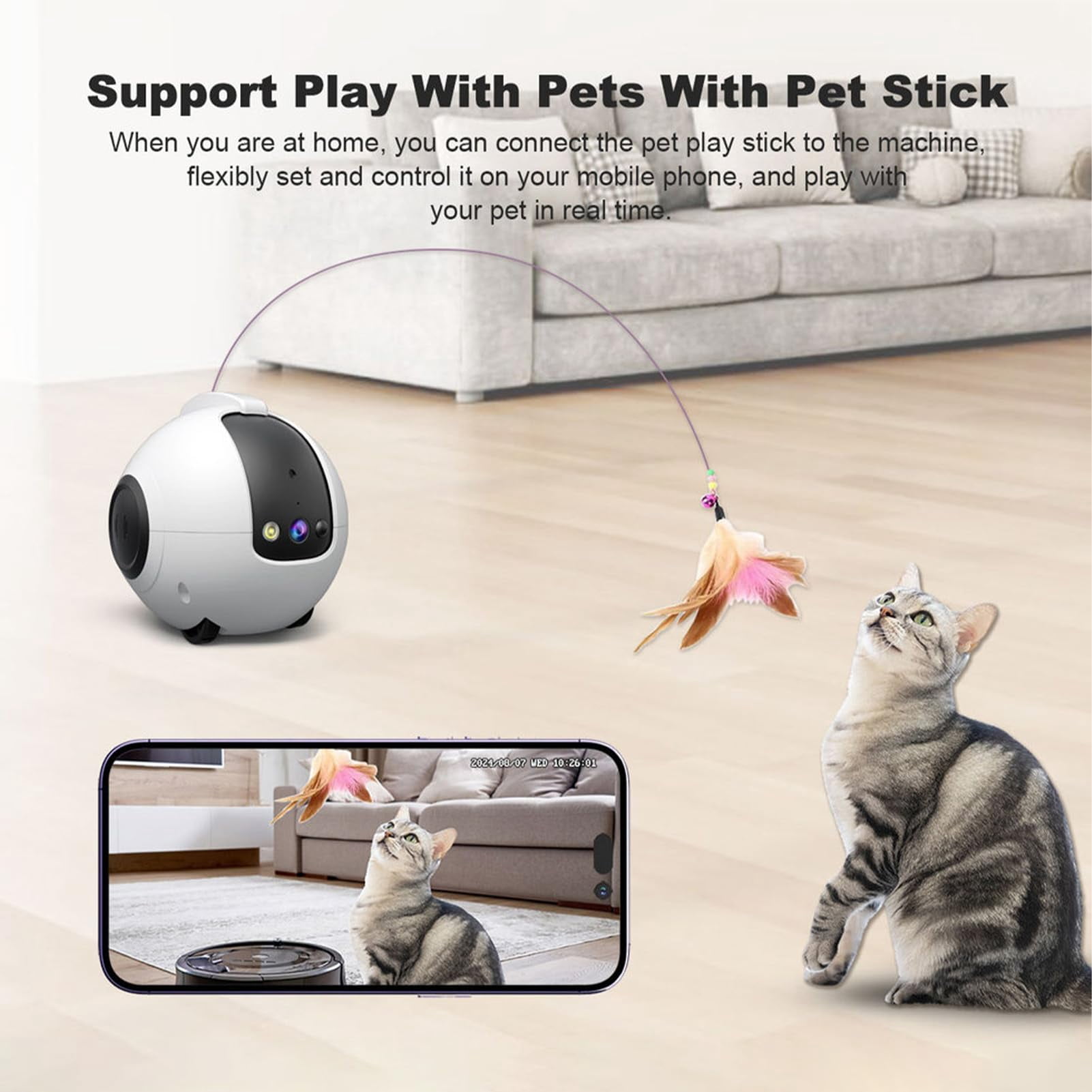 1440P Robot Dog Camera for Pets – Smart Rolling Pet Camera on Wheels with 10,000mAh Battery, 6 AI Modes, Two-Way Talk, 360° Patrol, Full-Color Night Vision, 256GB Support