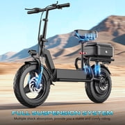 1000W Peak Motor Electric Scooter for Adults, 25MPH Top Speed, 35 Miles Max Range, 48V 15Ah Battery, E Scooter with Seat, Dual Suspension, 14 Foldable E-Scooter with Rear Box for Cargo