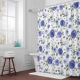 thumbnail image 6 of Farmhouse Flower Shower Curtain for Bathroom Decor, Blue Floral Leaf Country Simple Texture Waterproof Fabric Shower Curtain, 54"x78" Set with 12 Hooks, 6 of 9