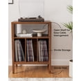 thumbnail image 2 of EYYTHUNG Record Player Stand with Vinyl Record Storage Holds up to 180 Albums, Large Turntable Stand Dispaly Shelf, Farmhouse Wood End Table, Brown, 2 of 7
