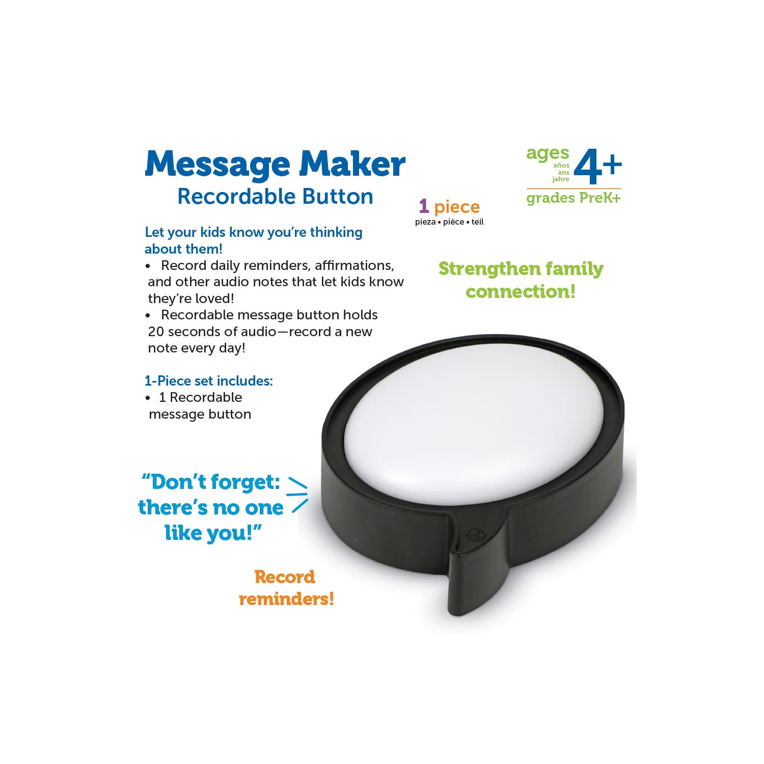 Learning Resources  Message Maker Recordable Button  Speech Bubble -SEL,  Ages 4+