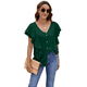 thumbnail image 4 of Blusas Informales Elegantes para Mujer, Blusas con Cuello en V, Botones y Mangas con Volantes. Verde Oscuro XL, 4 of 10