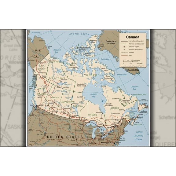 24"x36" Gallery Poster, cia map of canada 1999