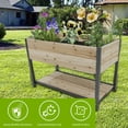 thumbnail image 4 of 45" Iron-Wood Raised Garden Bed with Storage Shelf, Natural Wood, 4 of 12