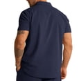 thumbnail image 4 of LTTVQM Men's Corduroy Button Down Shirts Casual Short Sleeve Shacket Jacket Solid Striped Shirt Tops with Pockets Navy L, 4 of 5