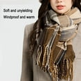 thumbnail image 5 of Blanket Scarf Plaid Long Warp Shawls Fashion Tartan Knit Winter Warm Lattice Scarves-brown, 5 of 5