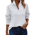thumbnail image 3 of Suéter de Larga con Cremallera de un Cuarto para Mujer, Informal, Holgado, con Cuello en V y Punto Acanalado. XXL, 3 of 9