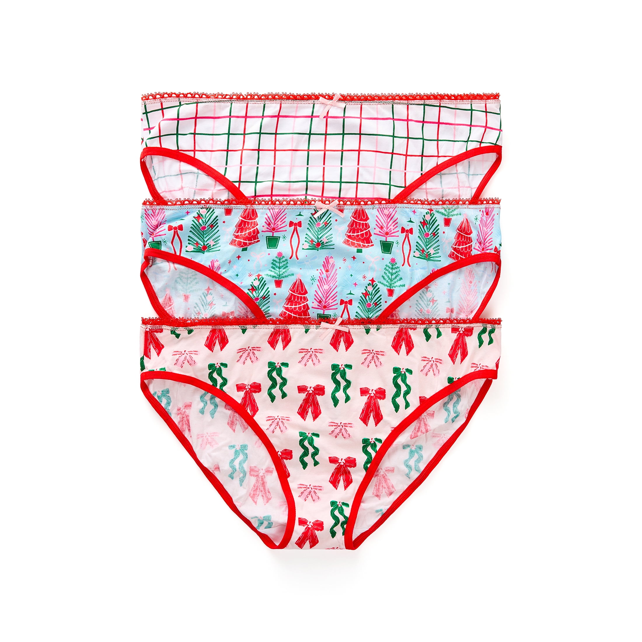 Packed Party Women's Christmas Tree Giftable, 3-Pack, Hipster Panties, Sizes S-XXL