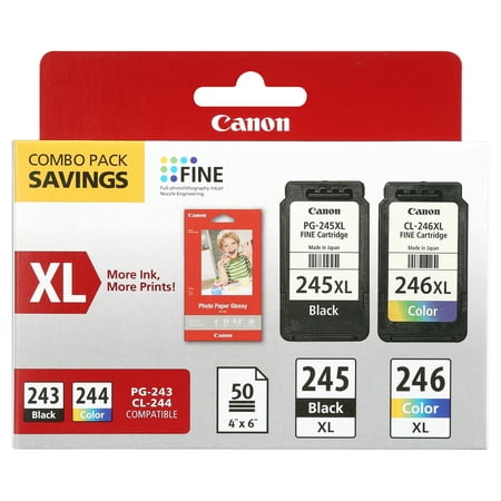 UPC: 0660685118577 | Canon PG-245 XL/CL-246 XL High Yield Ink Cartridge – Combo Pack – Black/Color/Paper