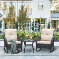 thumbnail image 4 of ATR 3-Piece Outdoor Patio Wicker Rocking Chairs Set,Rattan Rocker Chair Sets with Side Table for Porch,Khaki, 4 of 10