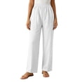 thumbnail image 2 of Women's Relaxed Fit Chinos With Elastic Waist And Pockets Mid Rise Straight Trousers For Weekend Casual, 2 of 6