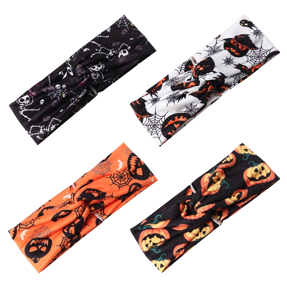 4Pcs Halloween Headband Knotted Headband Knot Head Wrap Hairband for Women Girls