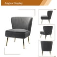 thumbnail image 3 of Makeup Vanity Table Chair Upholstered Wingback Accent Slipper Chair Side Armless Sofa Tufted Back Dining Home Living Room Bedroom Grey, 3 of 13